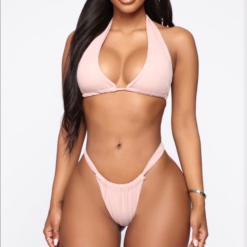 Pink/Nude Fashion Nova String Bikini Set